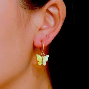 Y2K Coquette Girl 90’s Butterfly Hoops Earrings, Dainty pastel Daily Jewelry